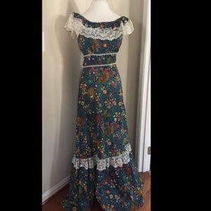 Vintage Prairie Dress Floral Festival Hippie 10